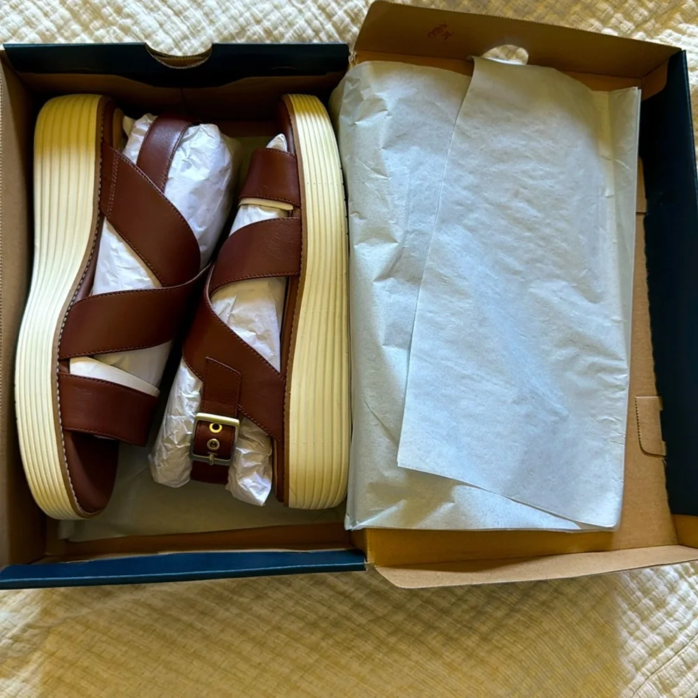 NEW Cole Haan size 9 OG platform sandal in dark brown. New with box. - Picture 2 of 4